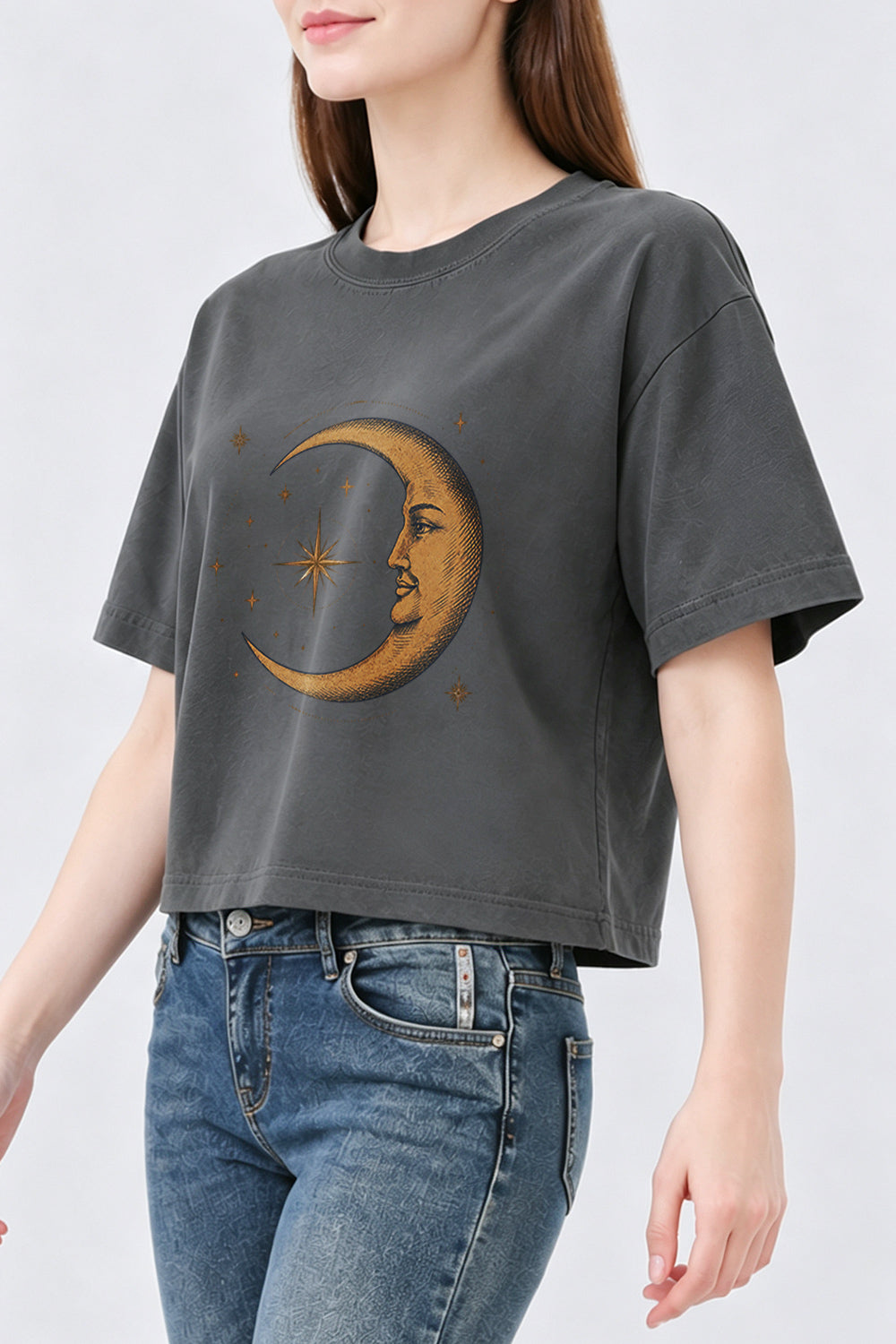 The smiling crescent moon crop top