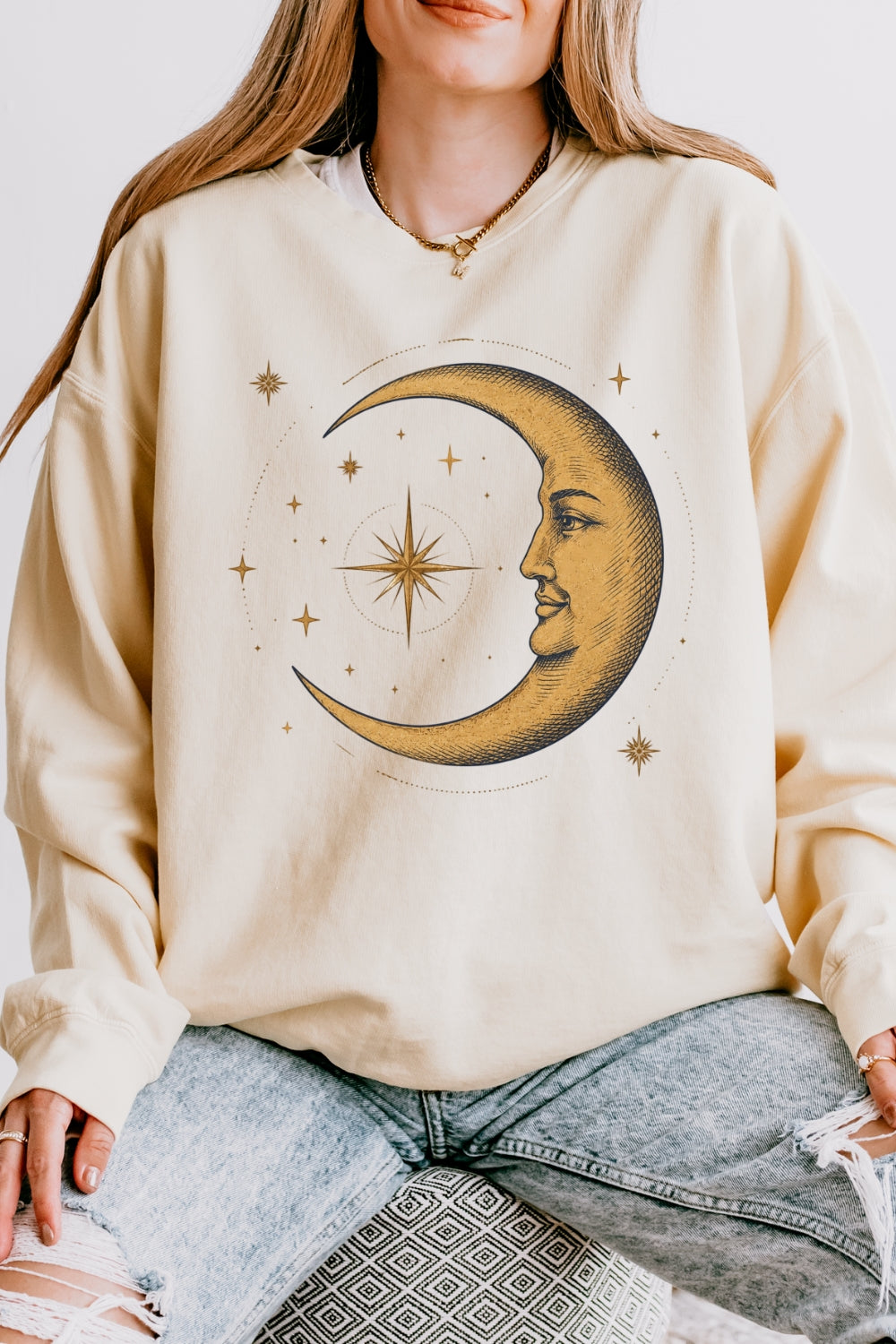 The smiling crescent moon sweatshirt
