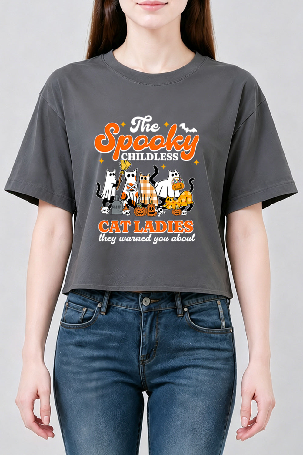 The spooky childless cat ladies crop top
