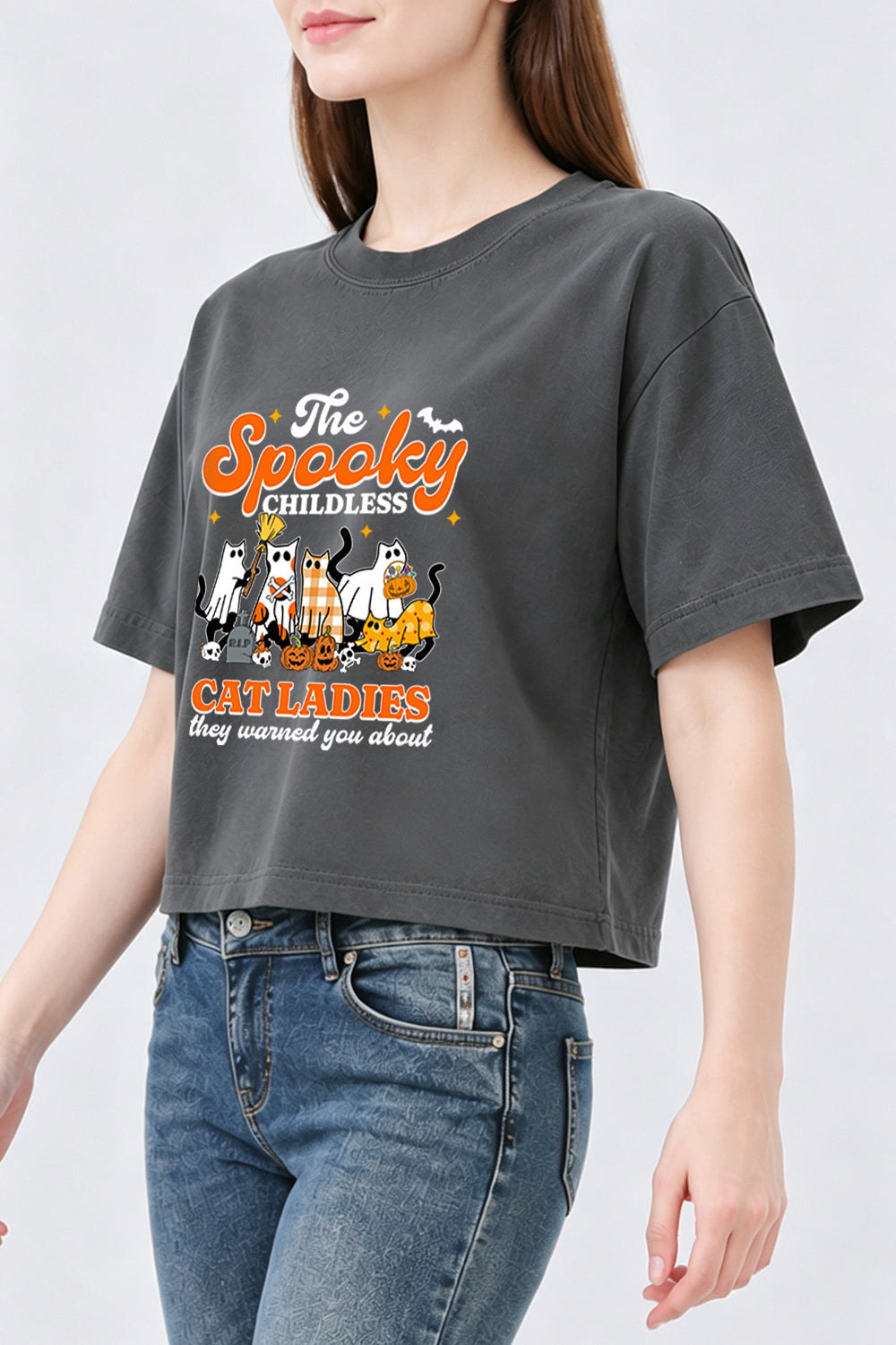 The spooky childless cat ladies crop top