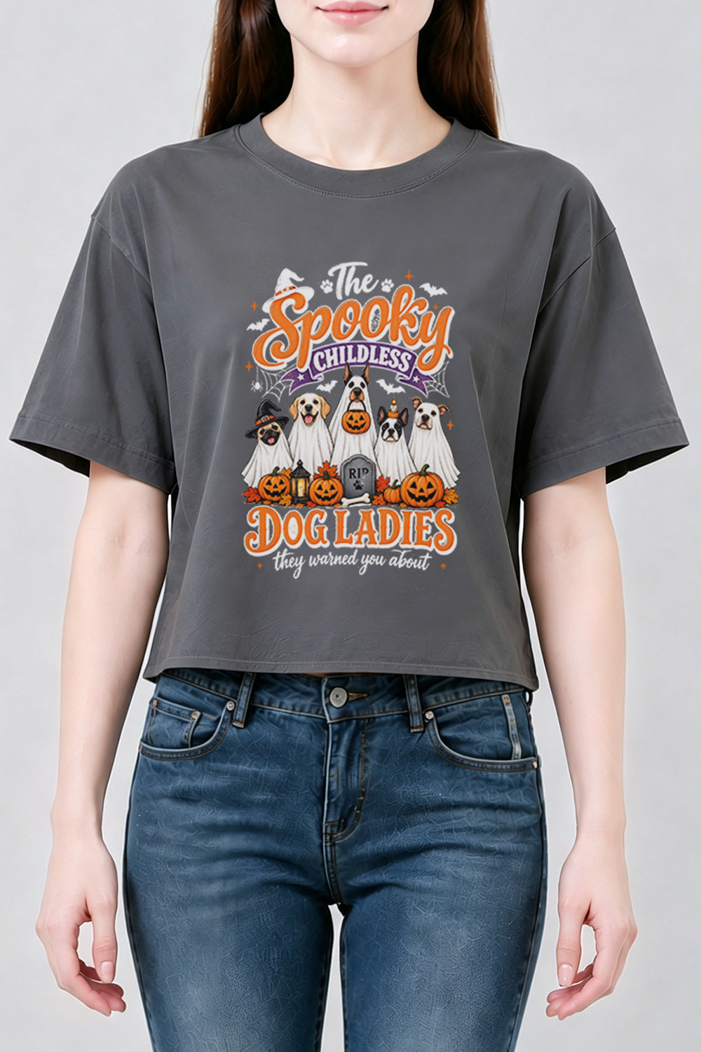 The spooky childless dog ladies crop top