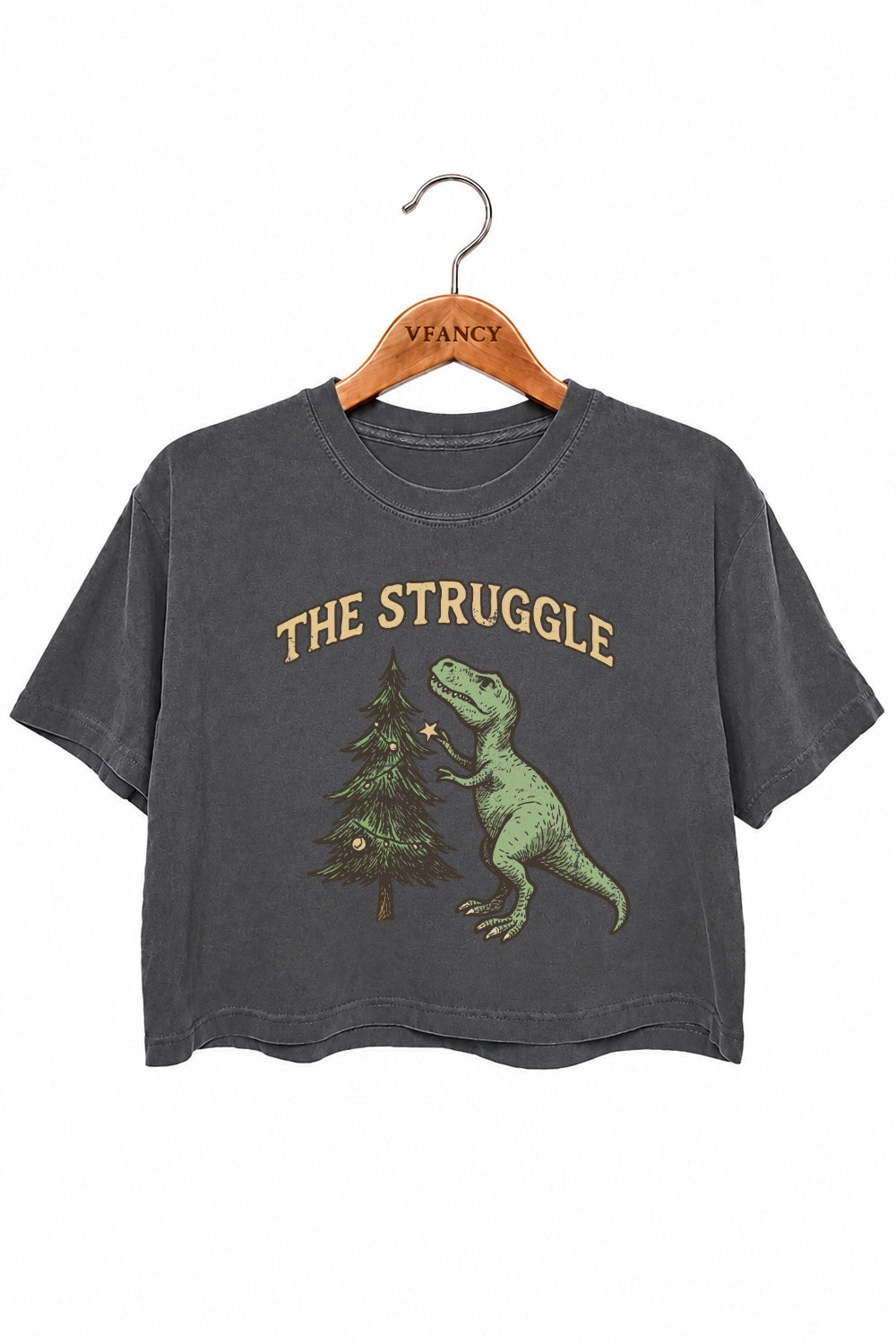 The struggle dinosaur christmas crop top