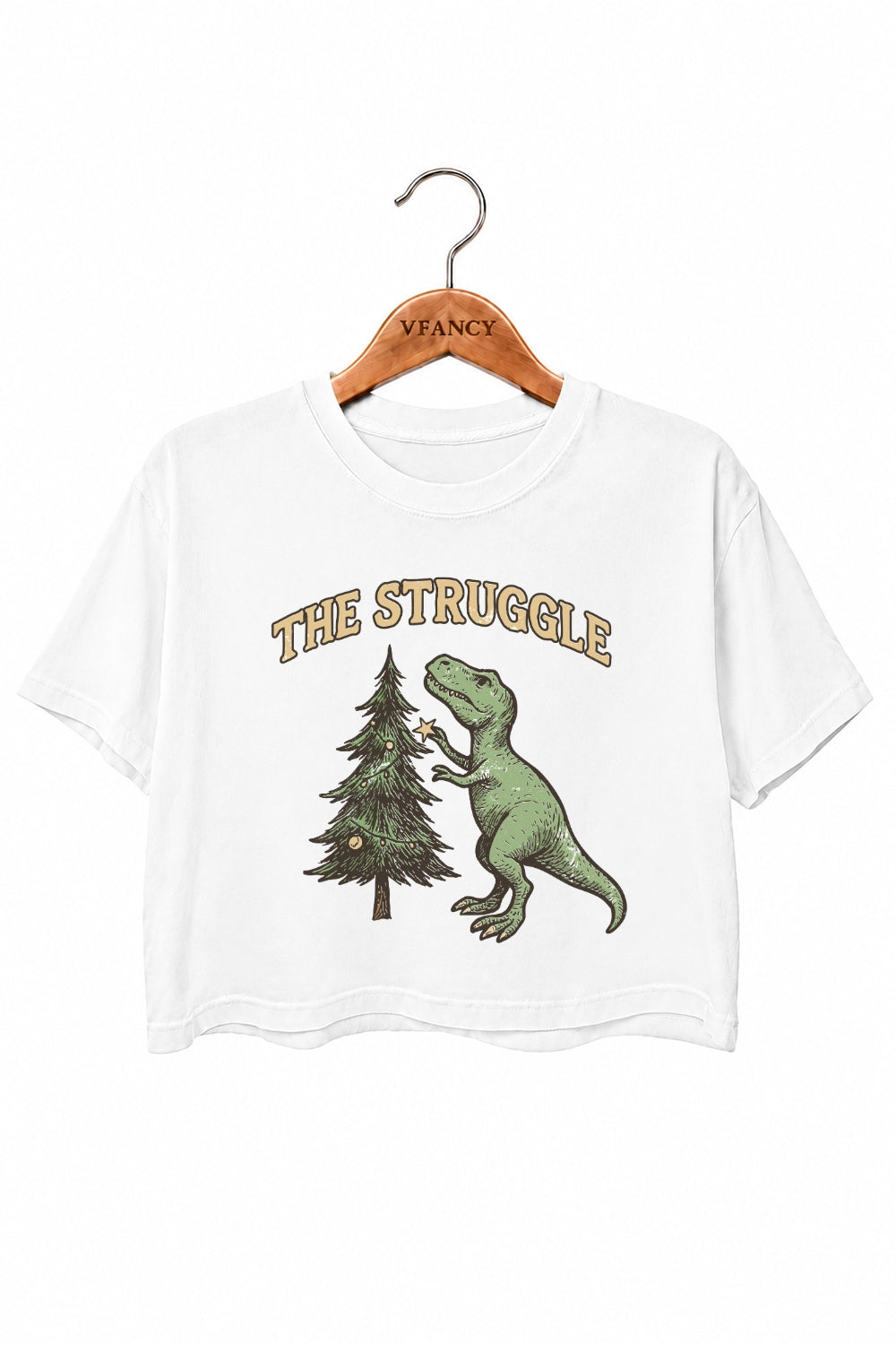 The struggle dinosaur christmas crop top