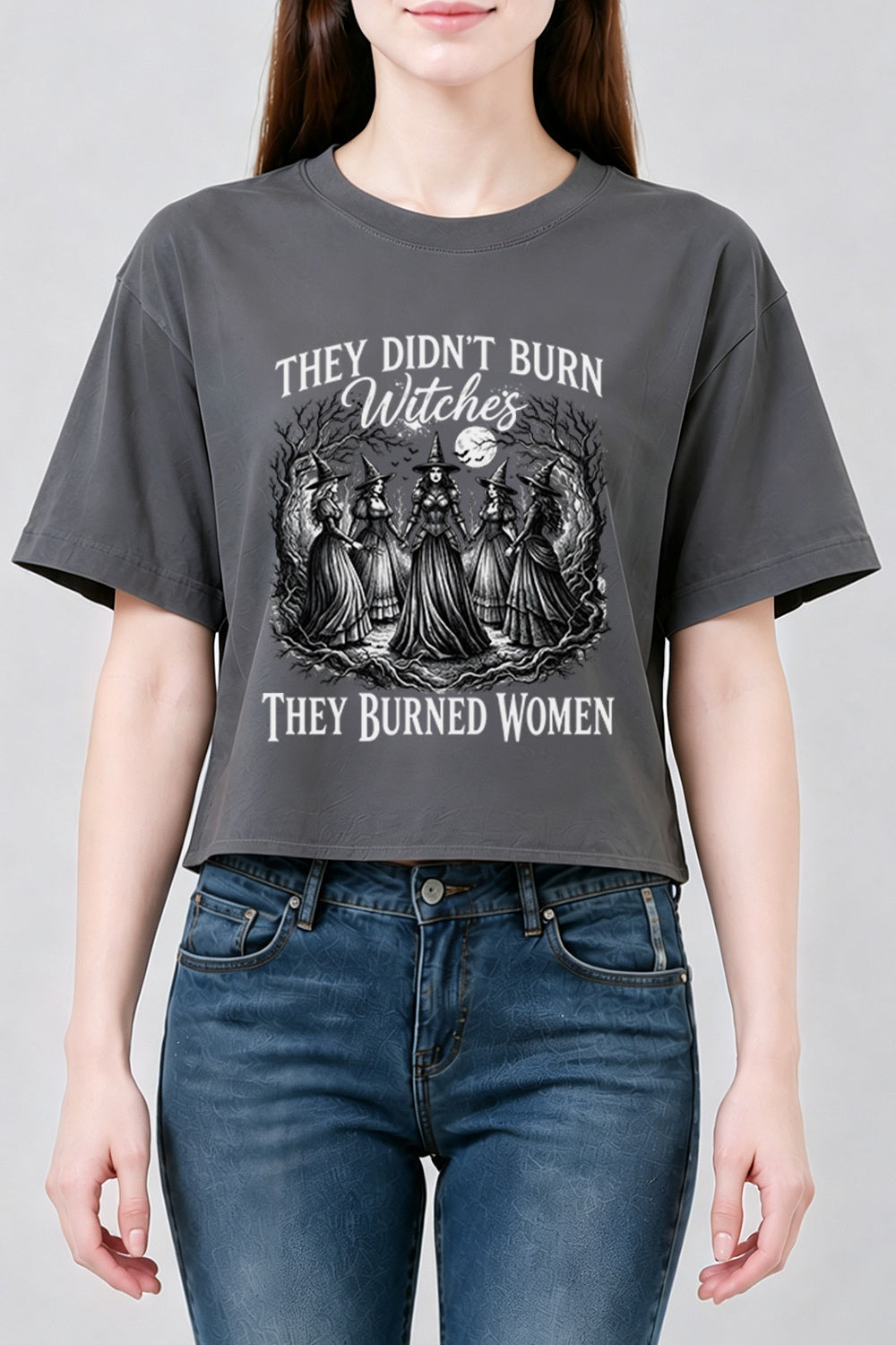 They didn't burn witches dark halloween crop top
