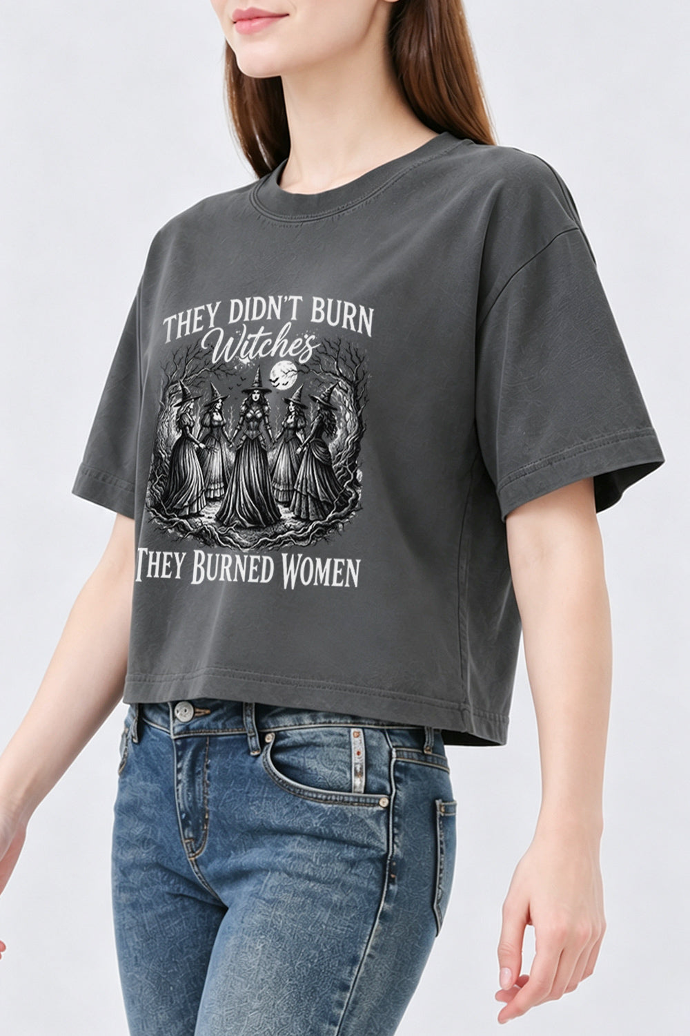 They didn't burn witches dark halloween crop top
