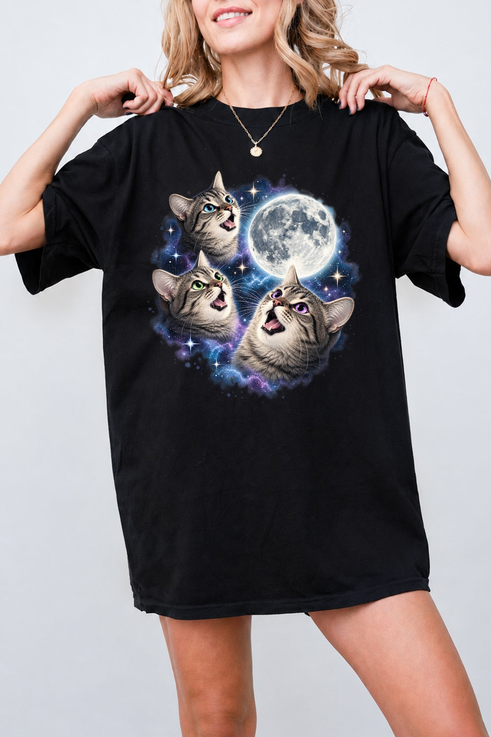 Three cats around the moon tee