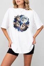 Three cats around the moon tee