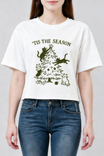 Tis the season cat christmas crop top