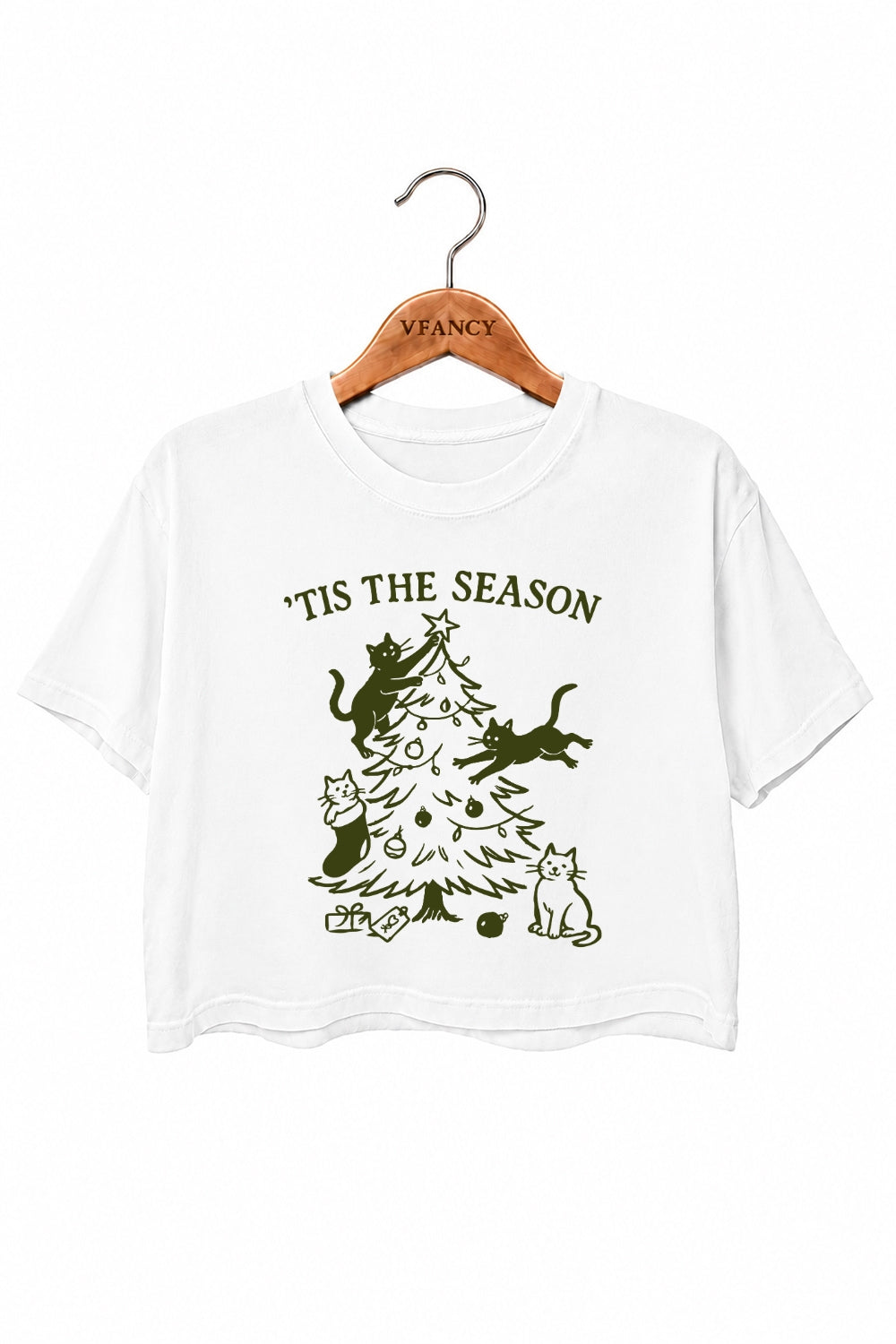 Tis the season cat christmas crop top