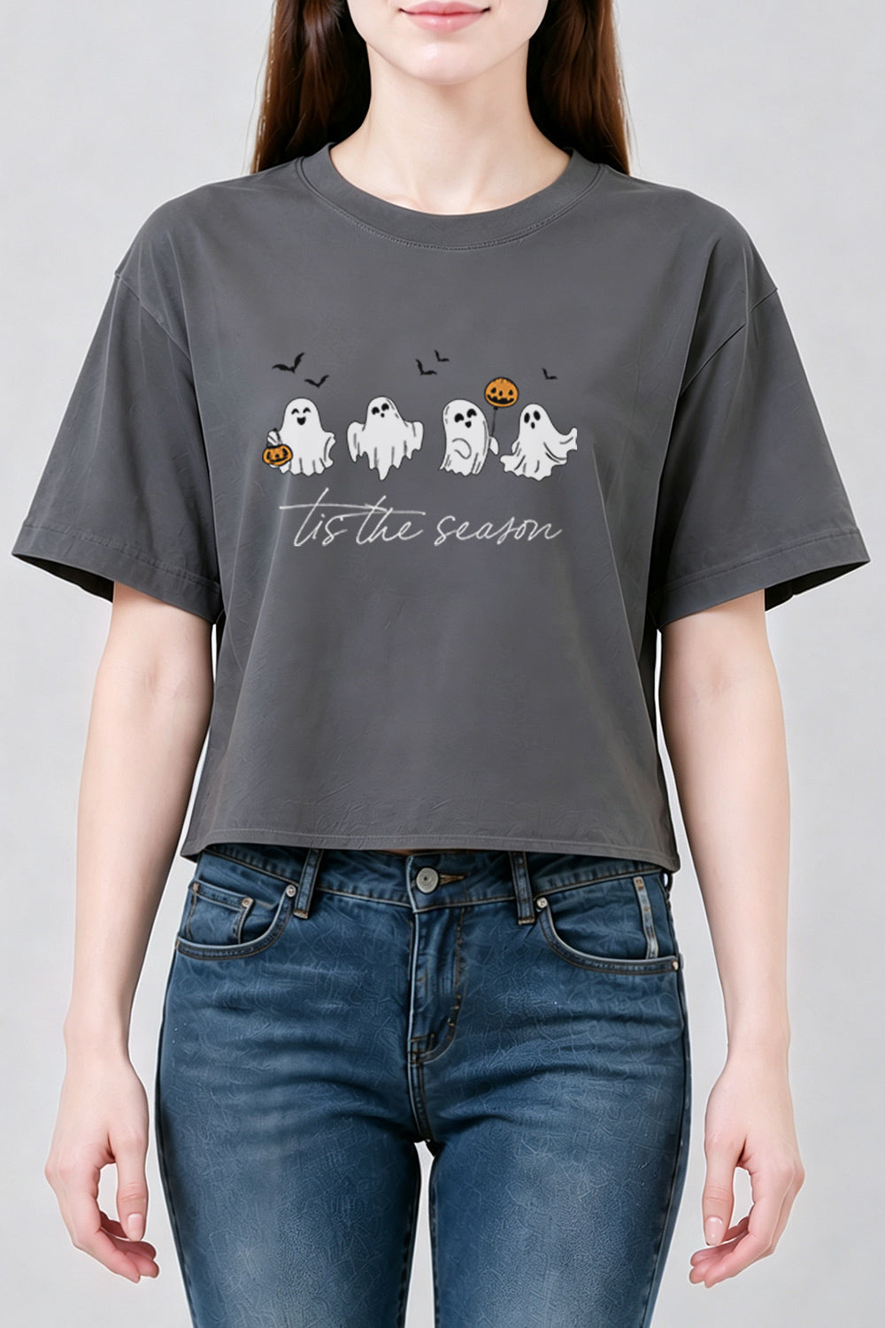Tis the season halloween ghost crop top