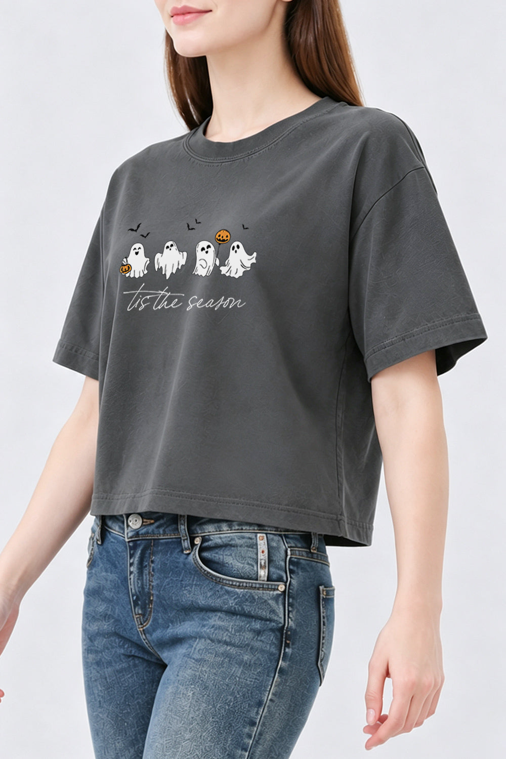 Tis the season halloween ghost crop top