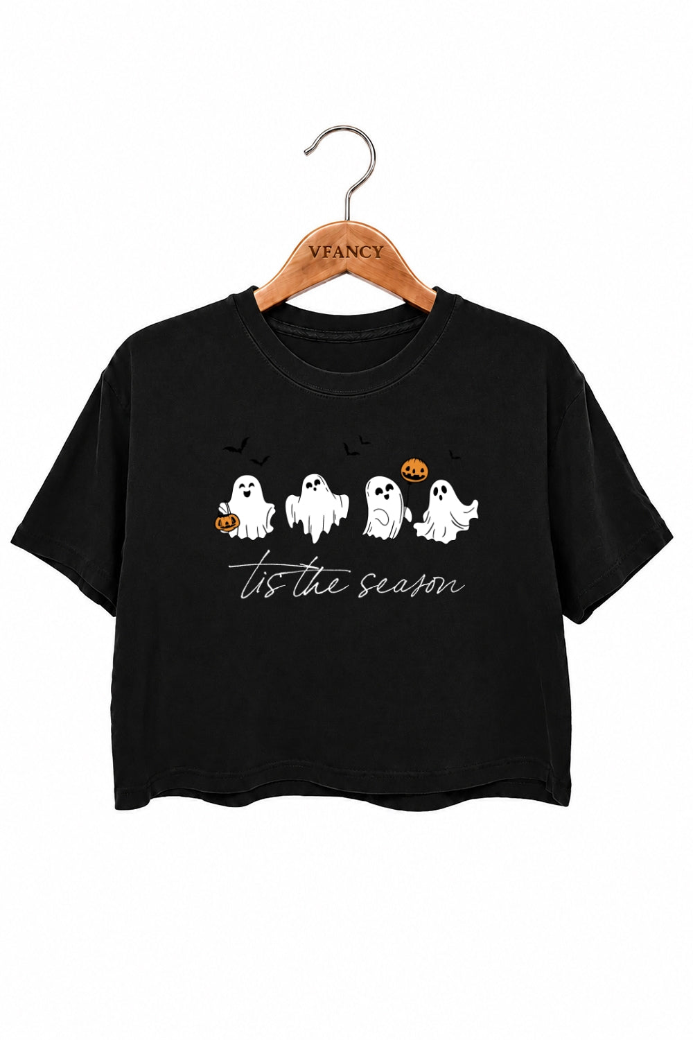 Tis the season halloween ghost crop top
