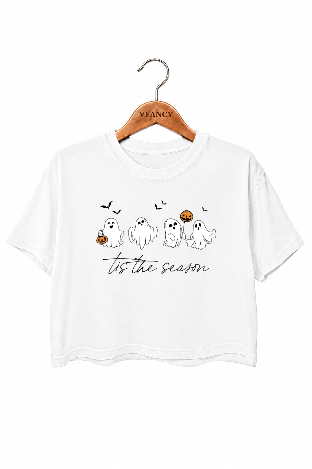 Tis the season halloween ghost crop top