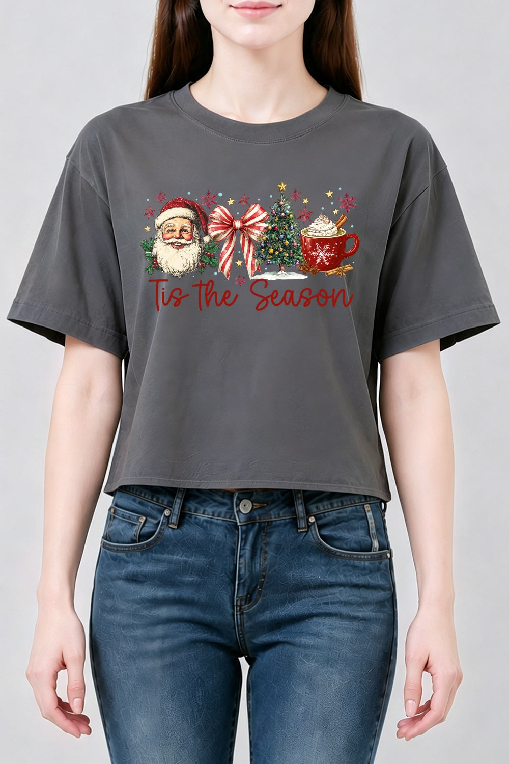 Tis the season retro christmas crop top