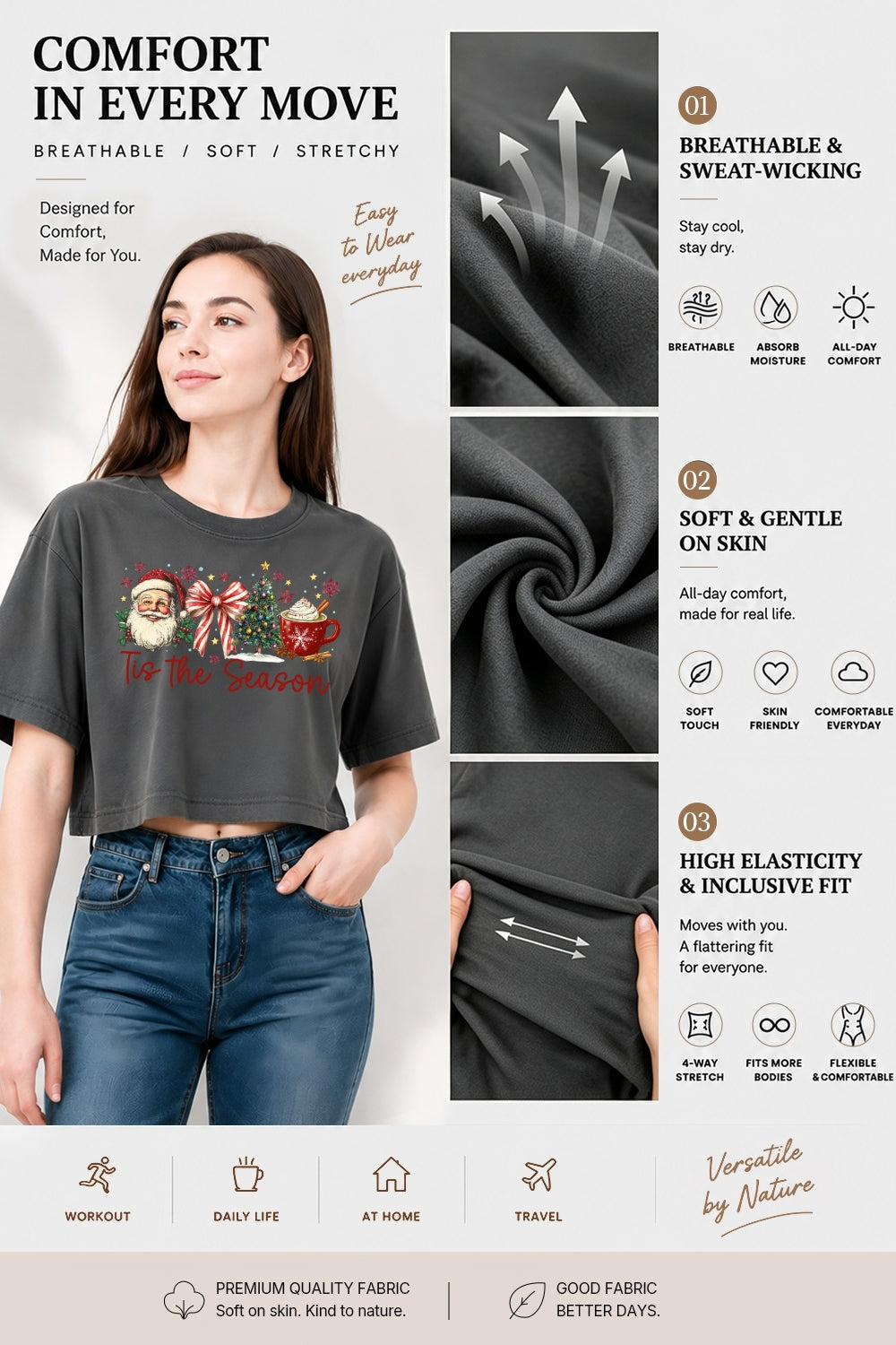 Tis the season retro christmas crop top