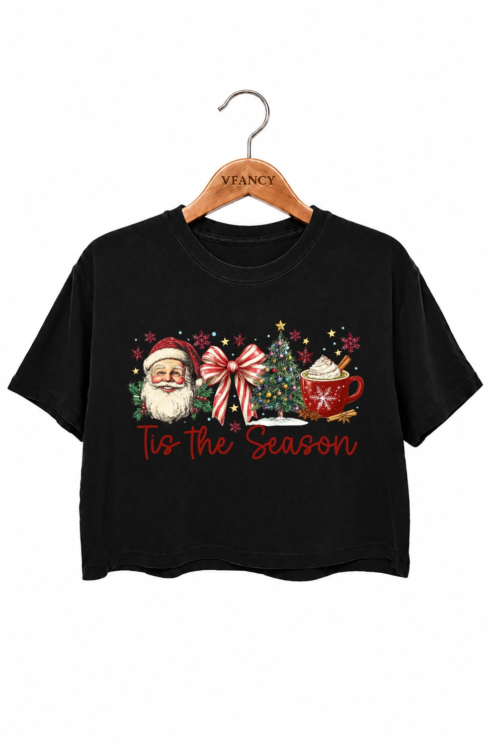 Tis the season retro christmas crop top