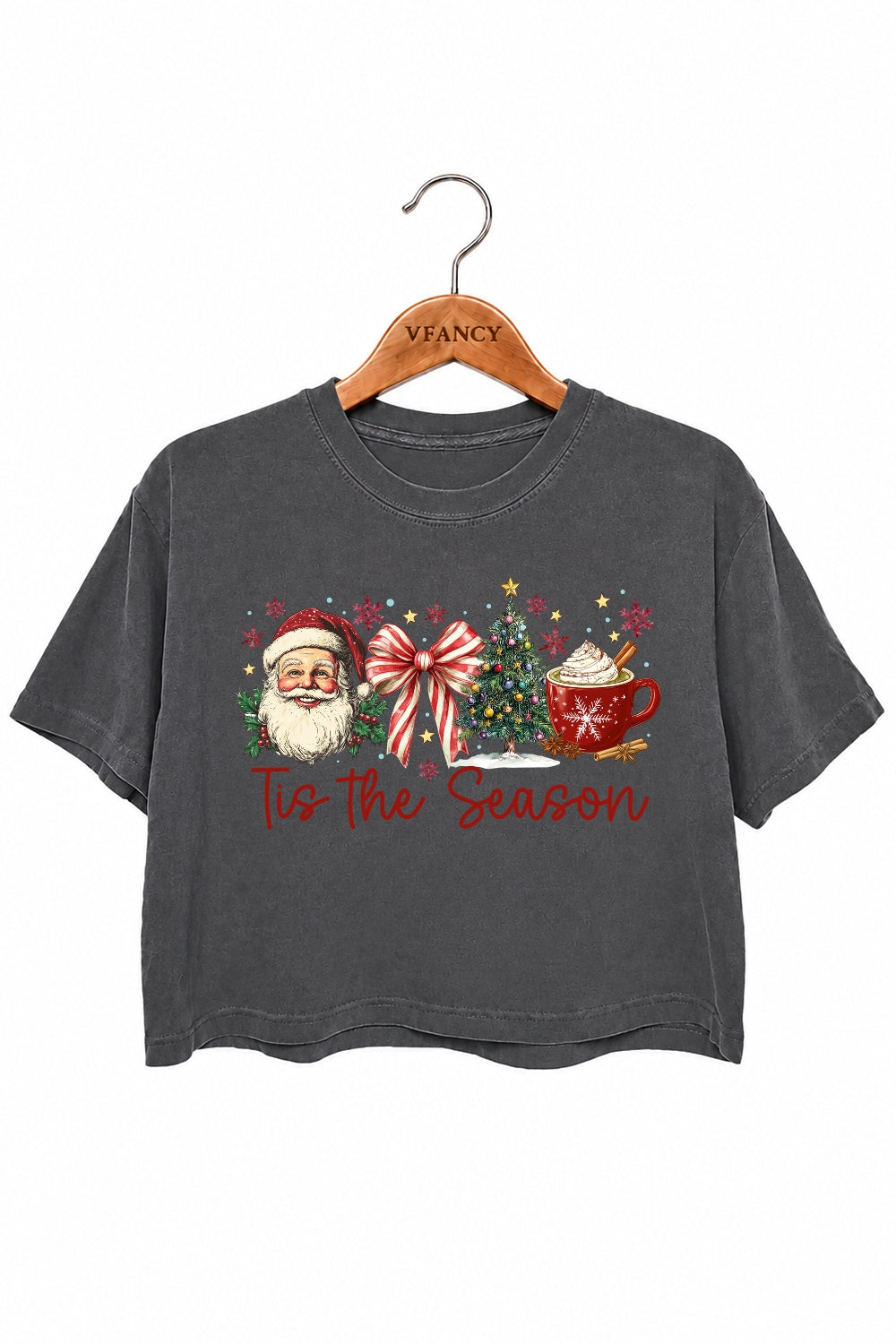 Tis the season retro christmas crop top