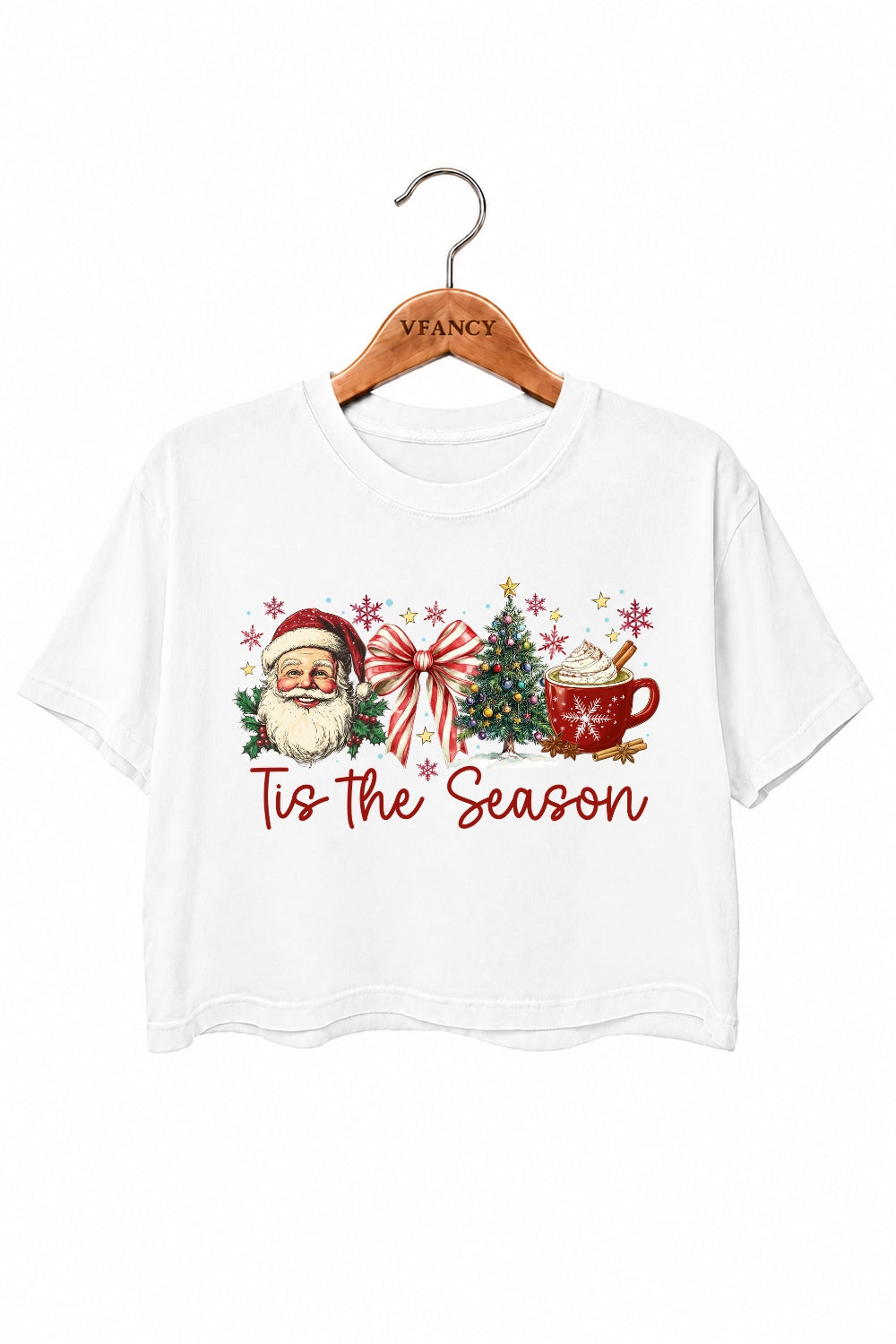 Tis the season retro christmas crop top