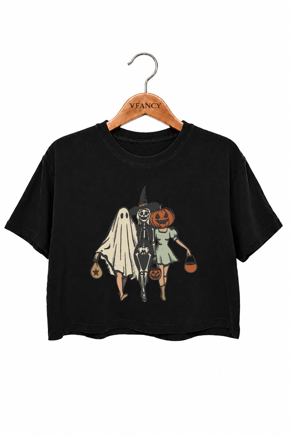 Trick or treat besties halloween crop top