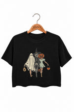 Trick or treat besties halloween crop top