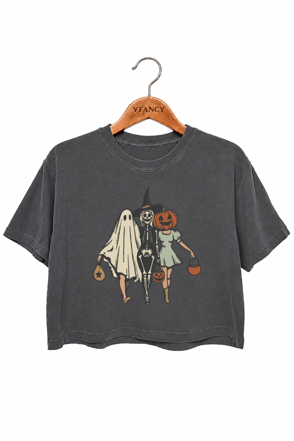 Trick or treat besties halloween crop top