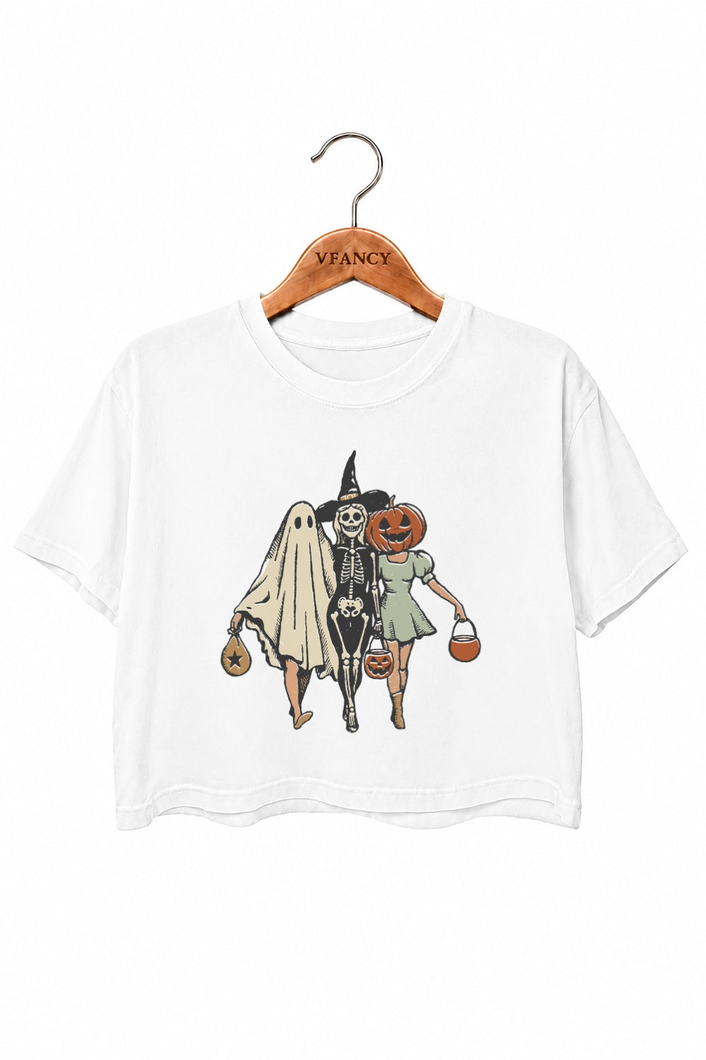 Trick or treat besties halloween crop top