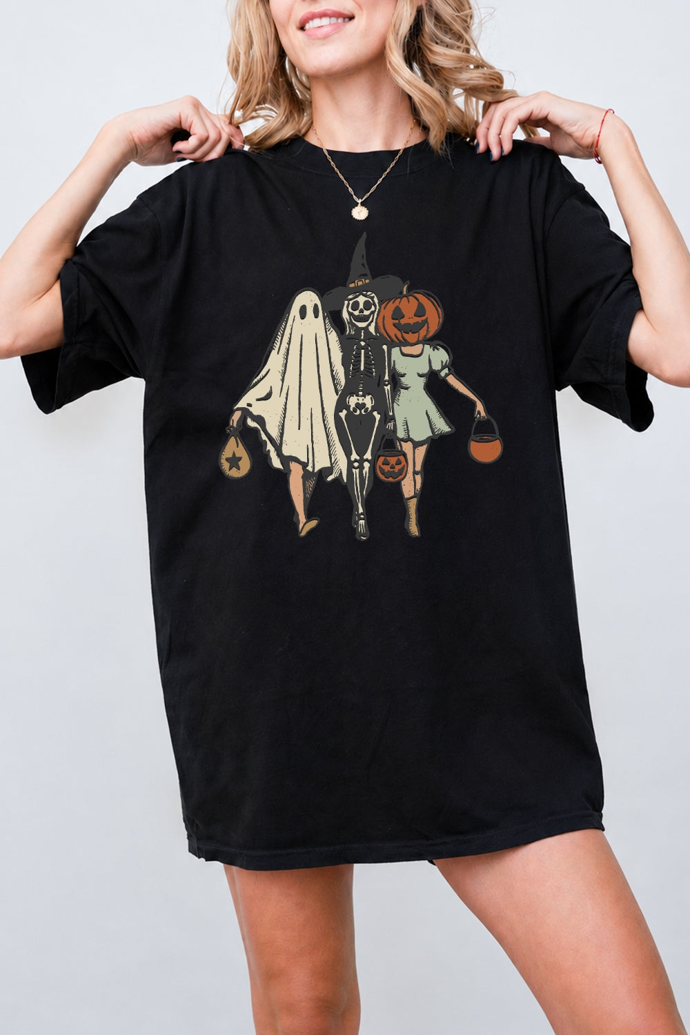 Trick or treat besties halloween tee