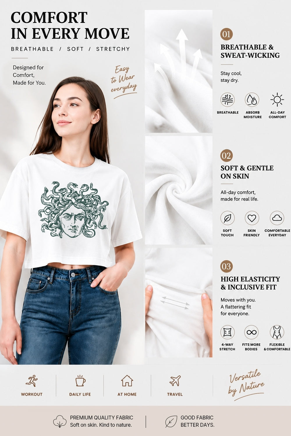 Vintage medusa head crop top