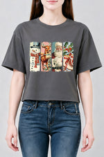 Vintage santa reindeer crop top
