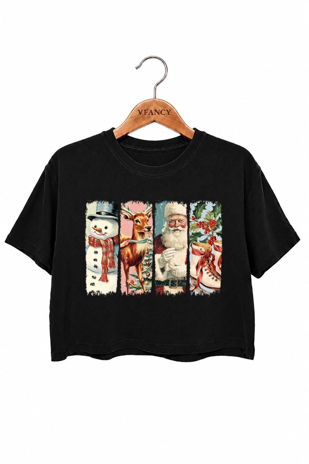 Vintage santa reindeer crop top