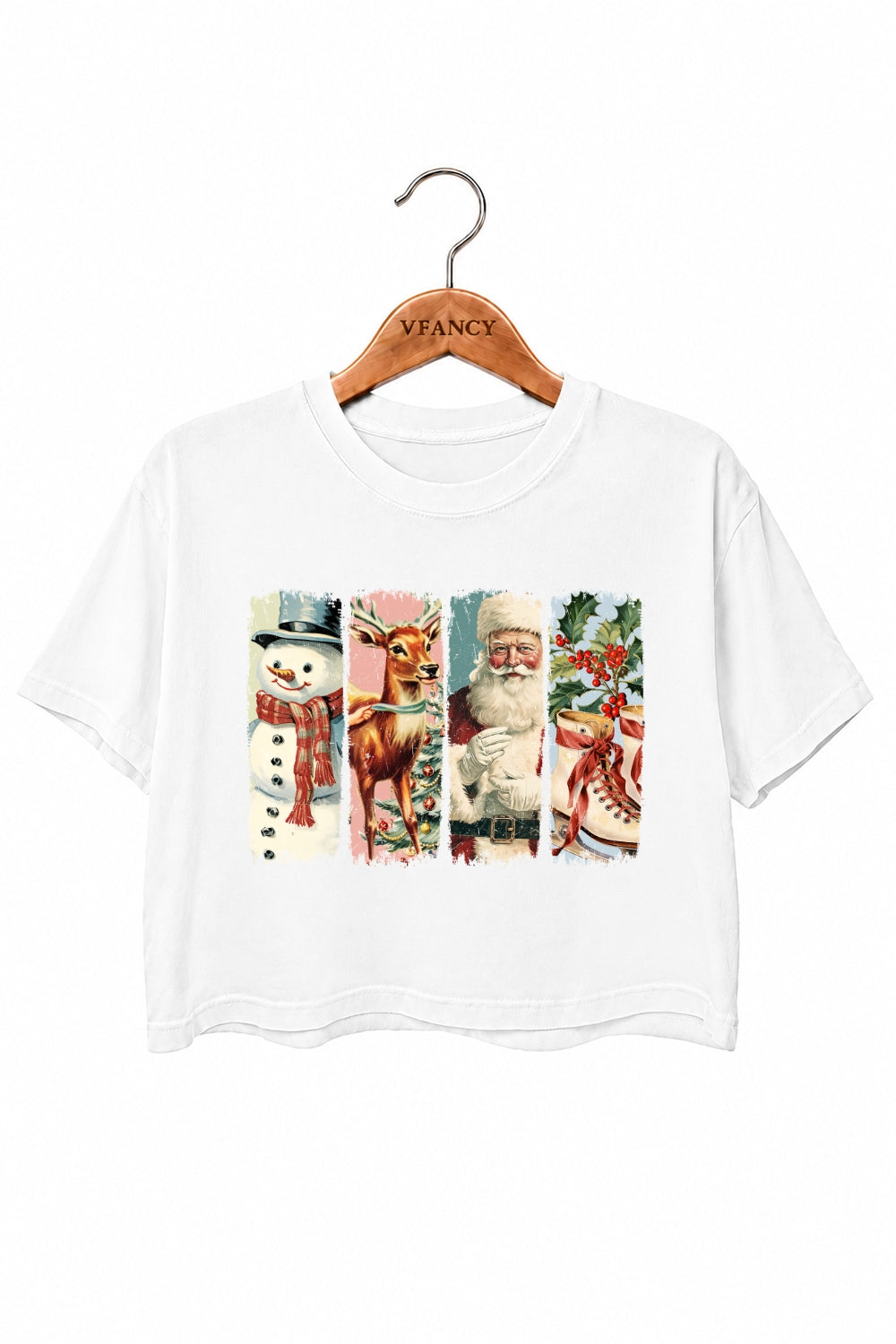 Vintage santa reindeer crop top