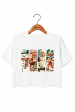 Vintage santa reindeer crop top