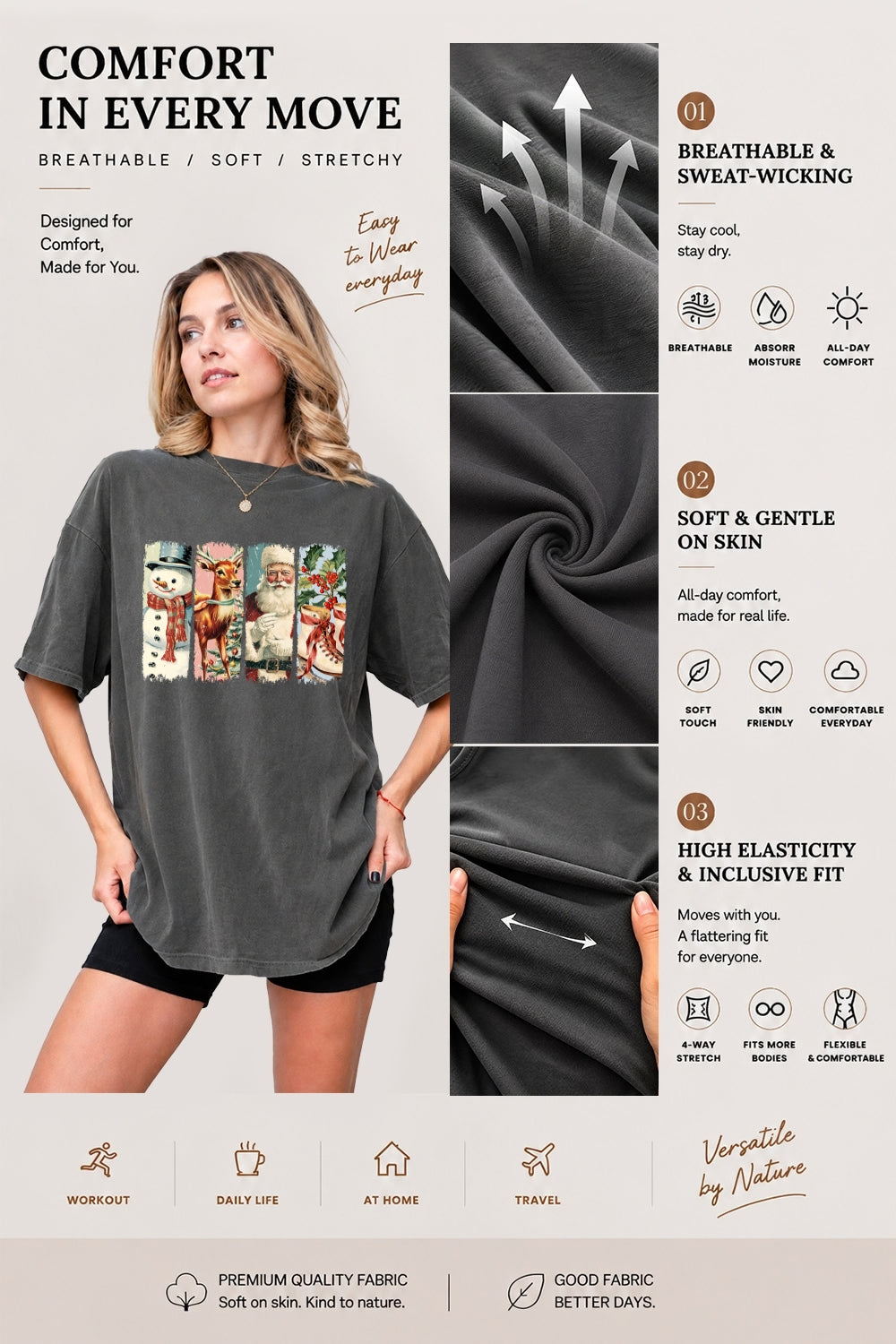 Vintage santa reindeer tee