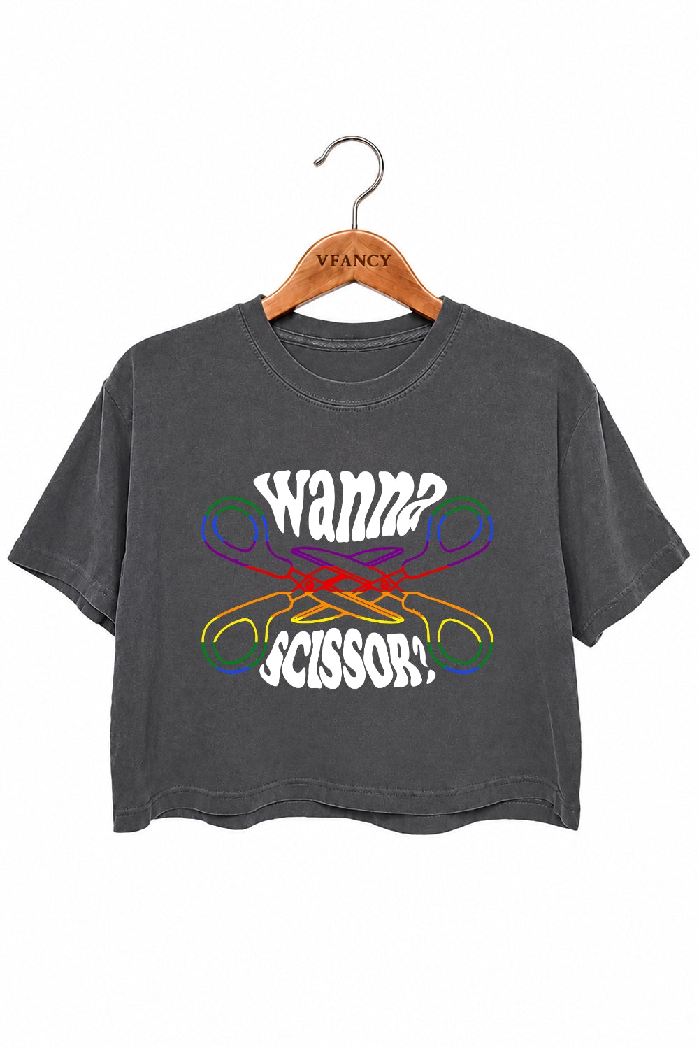 Wanna scissors funny crop top