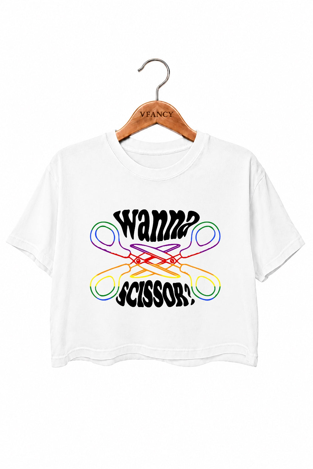 Wanna scissors funny crop top