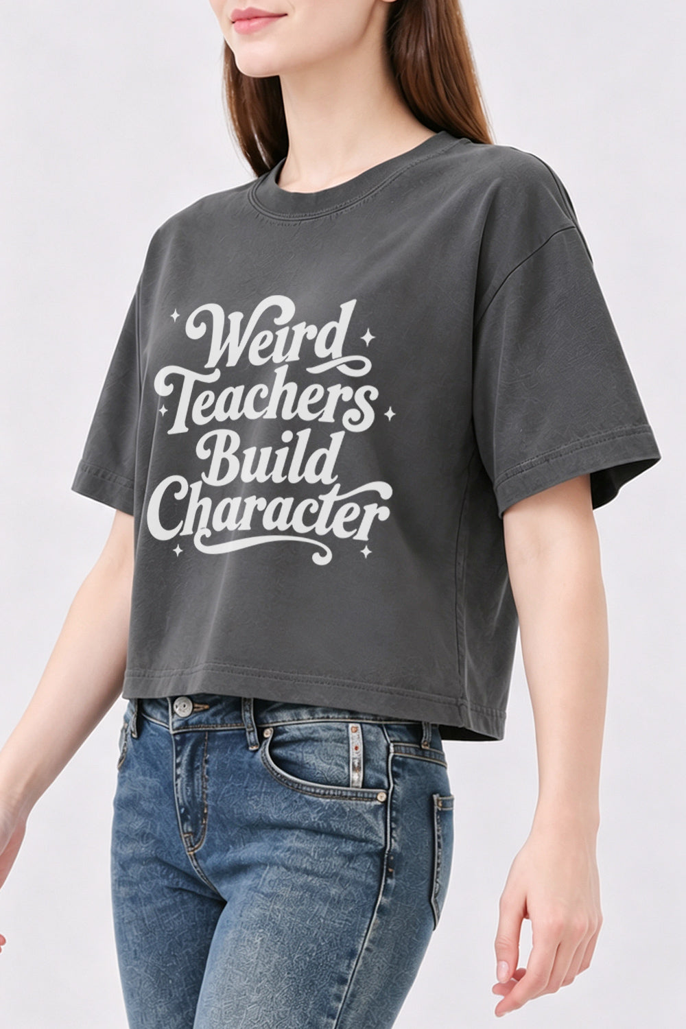 Weird teachers build character crop top