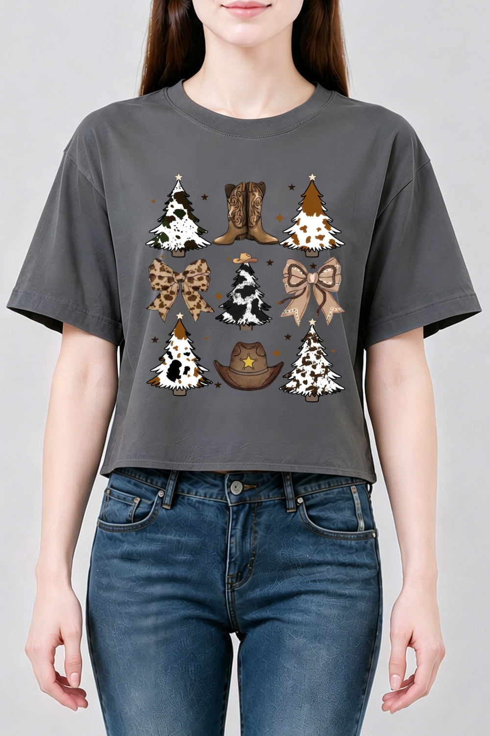 Western style christmas crop top