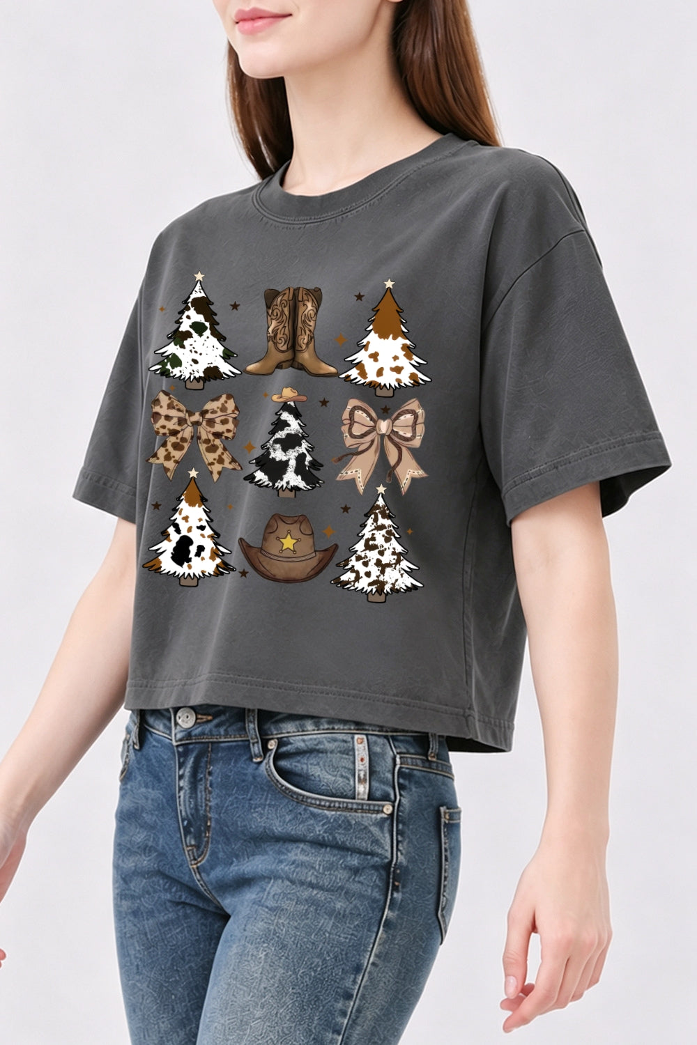 Western style christmas crop top