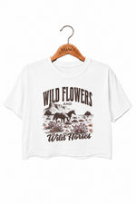 Wild flowers and wild horses crop top