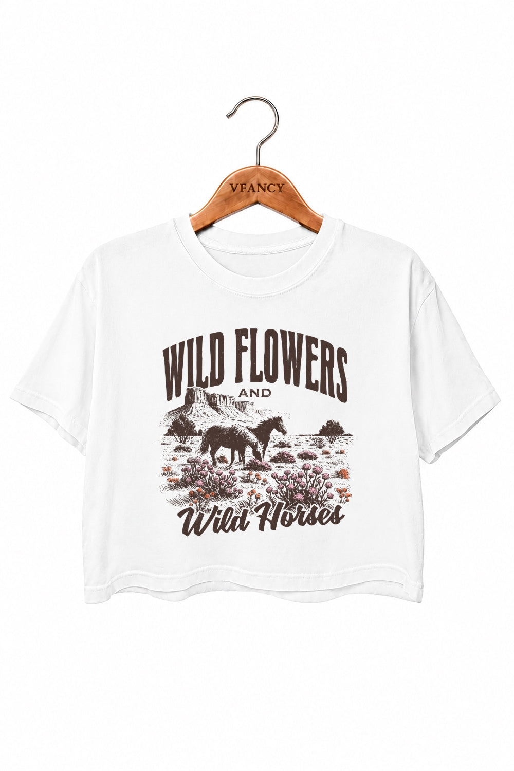 Wild flowers and wild horses crop top
