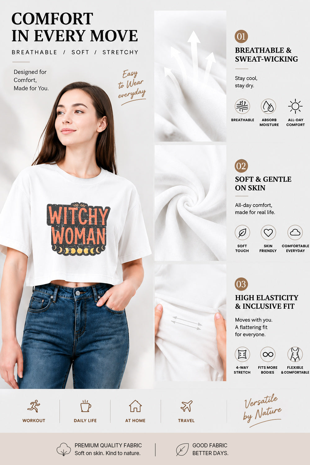 Witch women moon crop top