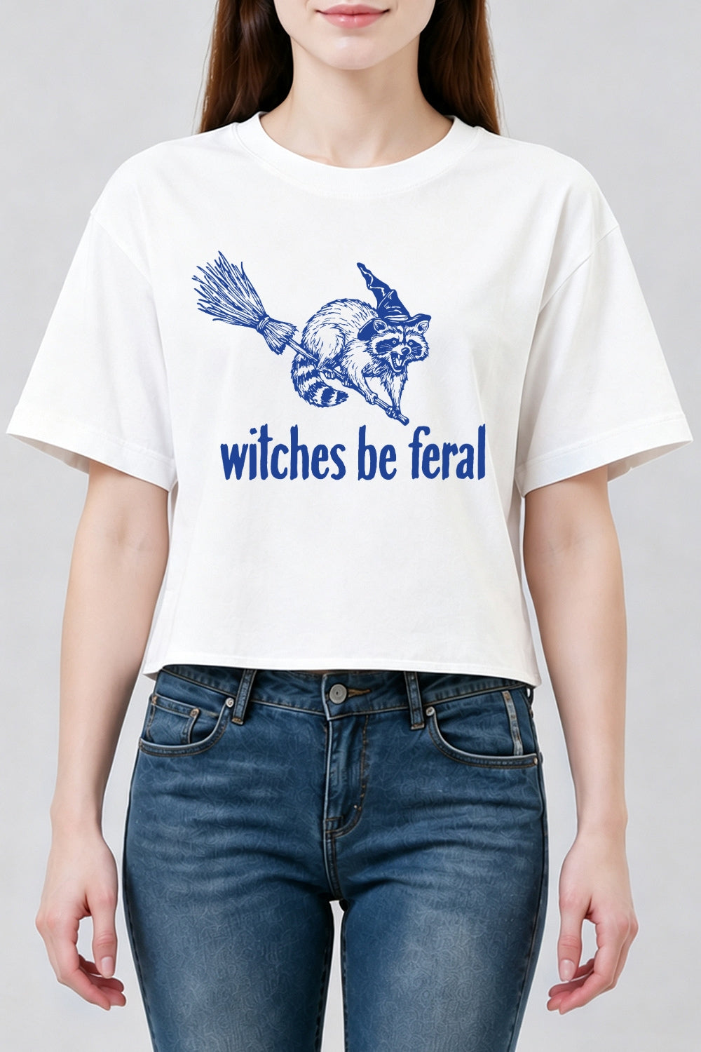 Witches be feral raccoon crop top