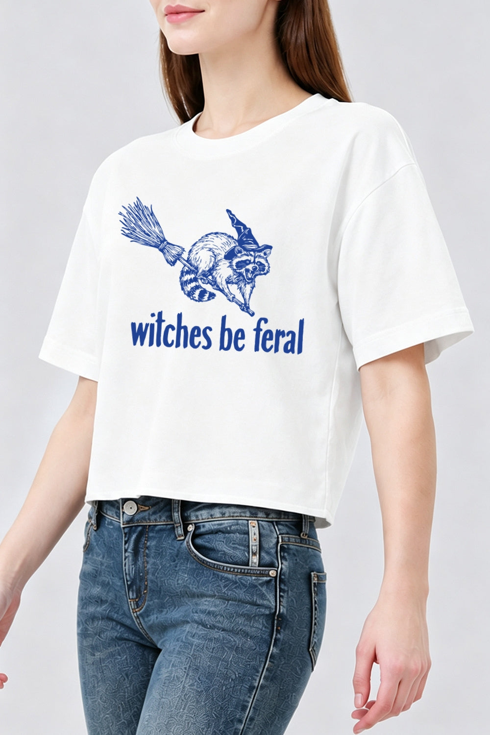 Witches be feral raccoon crop top