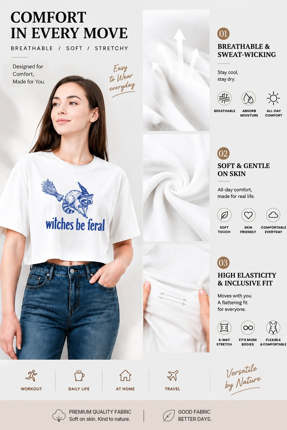 Witches be feral raccoon crop top
