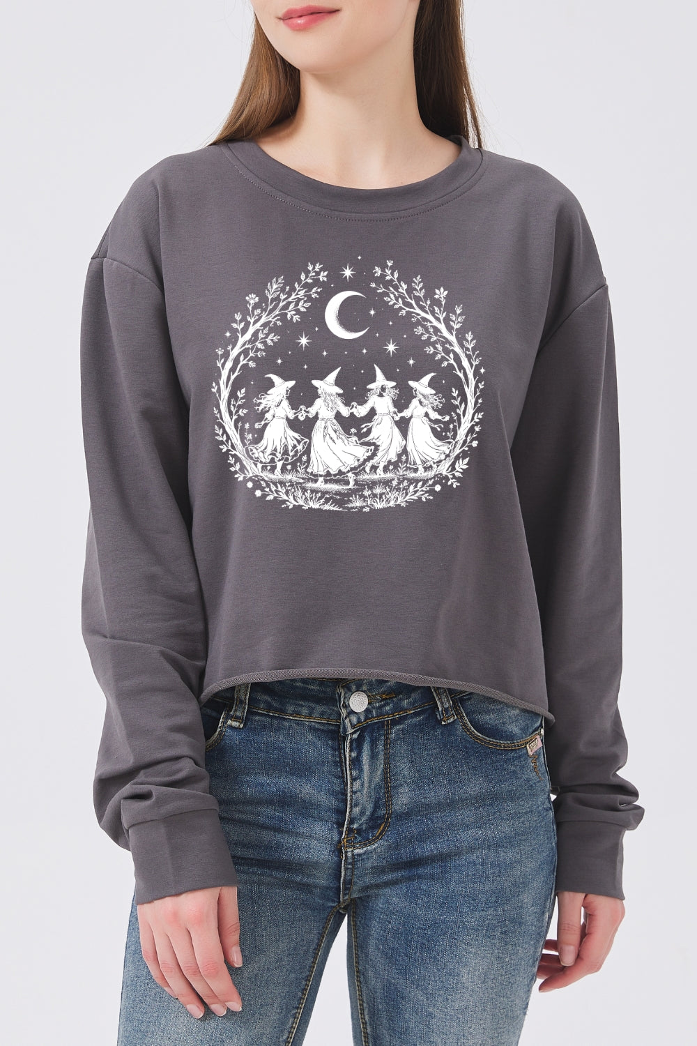 Witches dance in the moonlight crop sweatshirt