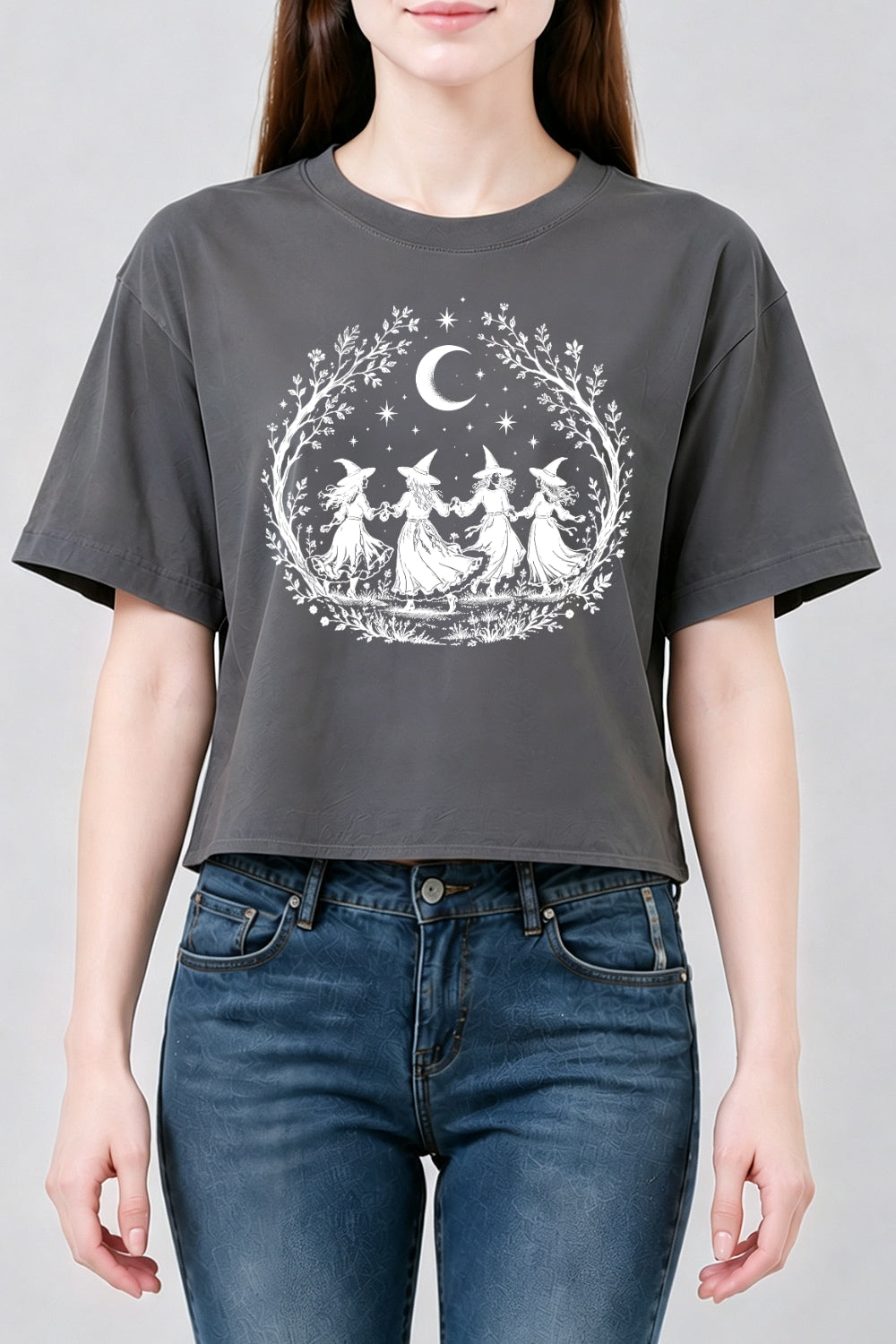 Witches dance in the moonlight crop top