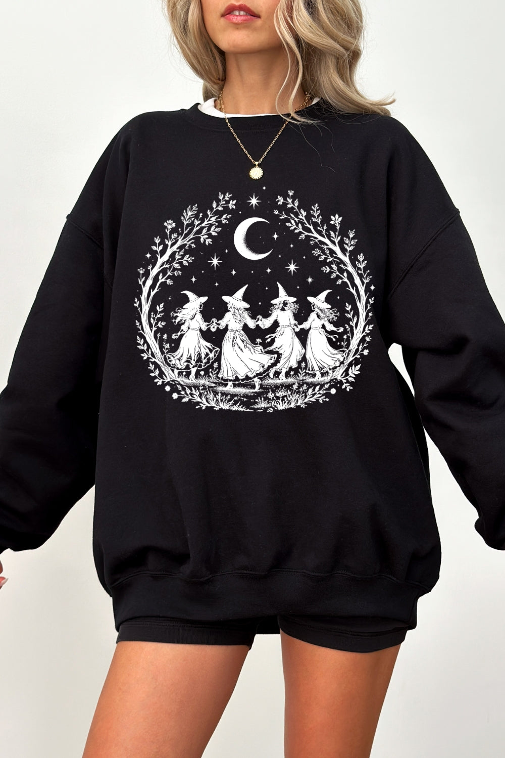 Witches dance in the moonlight crop sweatshirt