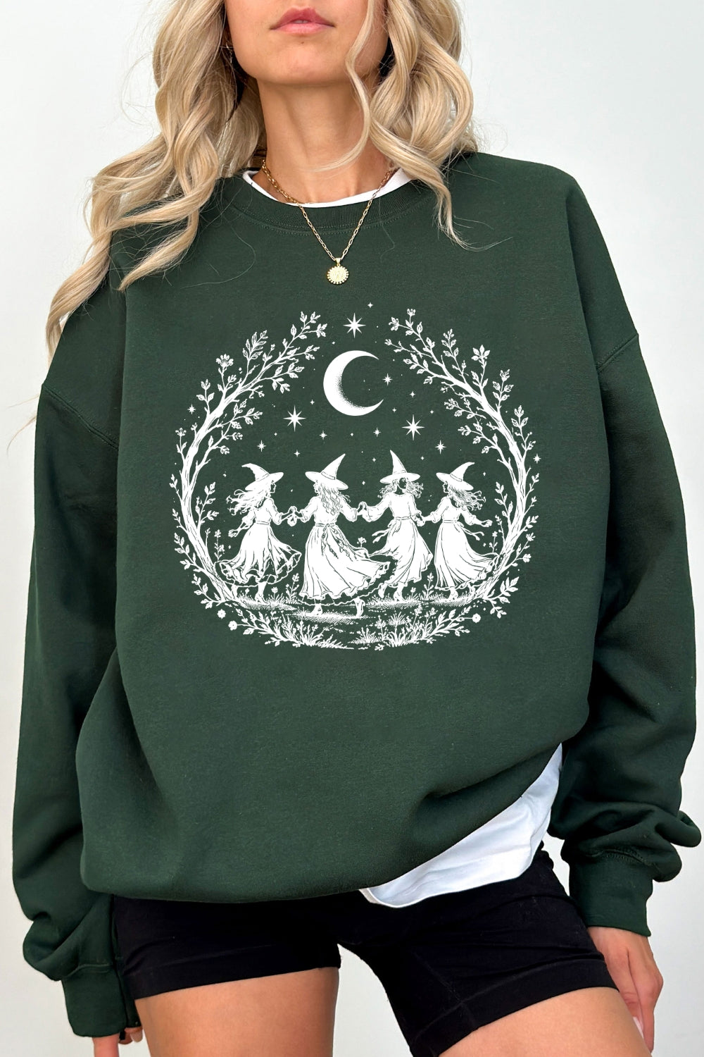 Witches dance in the moonlight crop sweatshirt