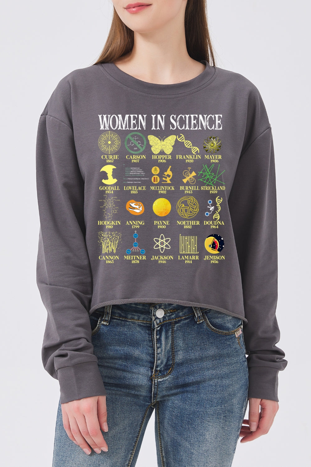 Women in science crop sweatshirt
