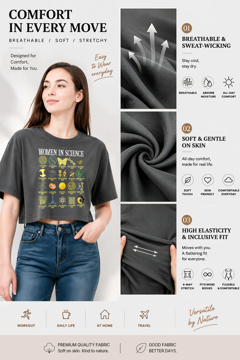 Women in science crop top